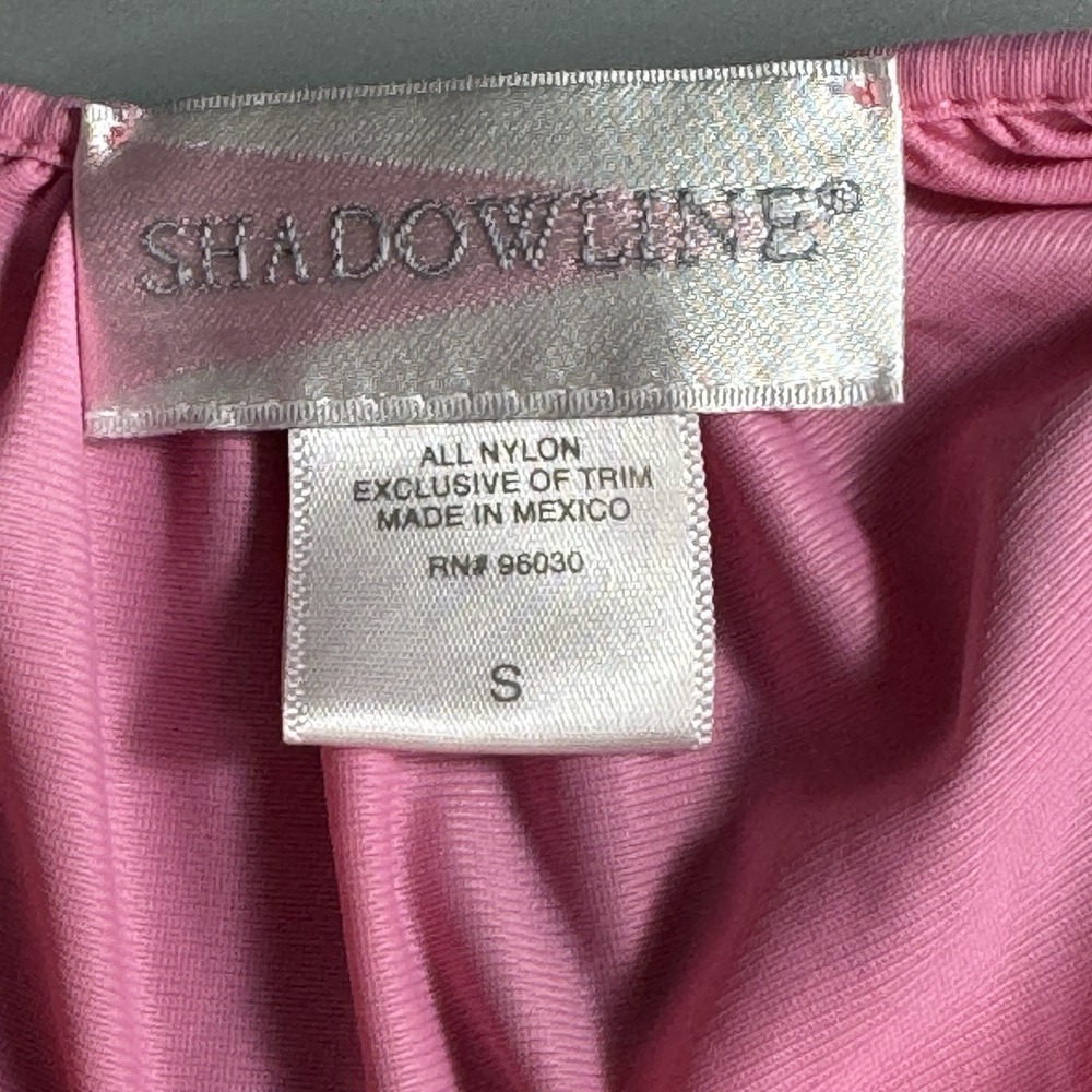Vintage Shadowline Pink Nylon Modest Nightgown Embroidered Neckline USA Sz S - Picture 4 of 5